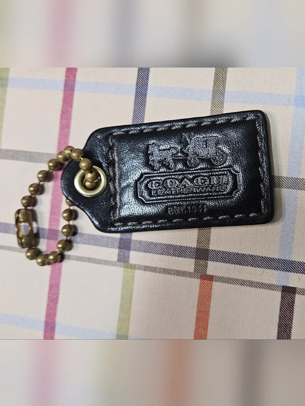 Coach BLEECKER LEATHERWARE Hangtag w/Large Brass Ballchain Black